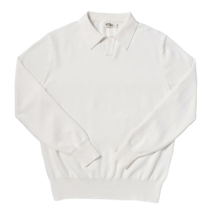 柴米马球领棉混纺翻领毛衣秋季新款男简约纯色海鸥领短款长袖上衣