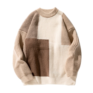 VIISHOW潮牌毛衣秋冬季圆领休闲男生宽松套头运动针织衫内搭上衣