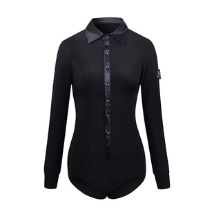 艺尚舞新款拉丁舞练习服女摩登舞衬衣国标舞表演长袖高领上衣2058