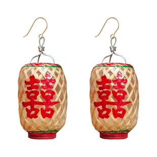 潮汕迷你小灯笼耳环婚嫁用品竹编油纸车载挂件结婚房手工摆件喜字
