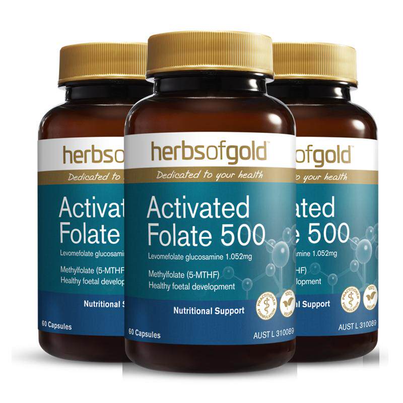 herbsofgold活性叶酸备孕男女孕期黄金素复合维生素和丽康60粒*3