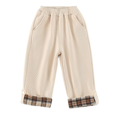 女童加绒直筒裤灯芯绒一体绒冬款