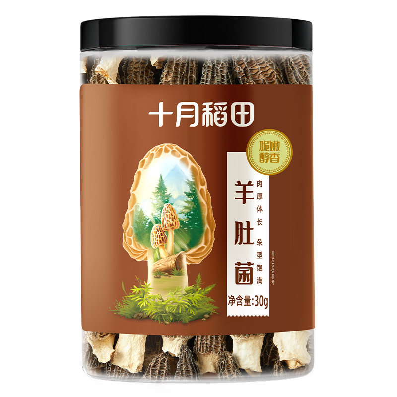 十月稻田羊肚菌30g干货煲汤个大饱满肉质肥厚有嚼劲独立罐装