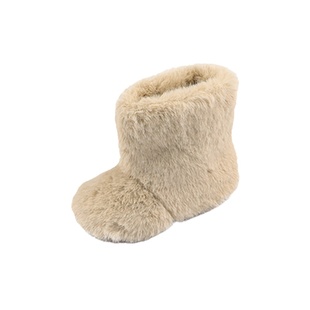 儿童毛毛靴女童白色冬靴中筒靴冬季新款鞋子女宝宝保暖防滑棉靴子