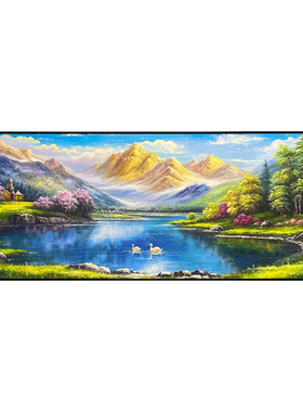 《翠湖天鹅》客厅办公室挂画壁画靠山客厅装饰肌理油画