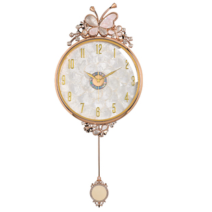 欧式贝壳挂钟轻奢高级客厅高端挂墙钟表时钟2026新款法式创意家用