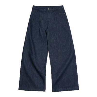 SNUG美式复古A字阔腿牛仔裤