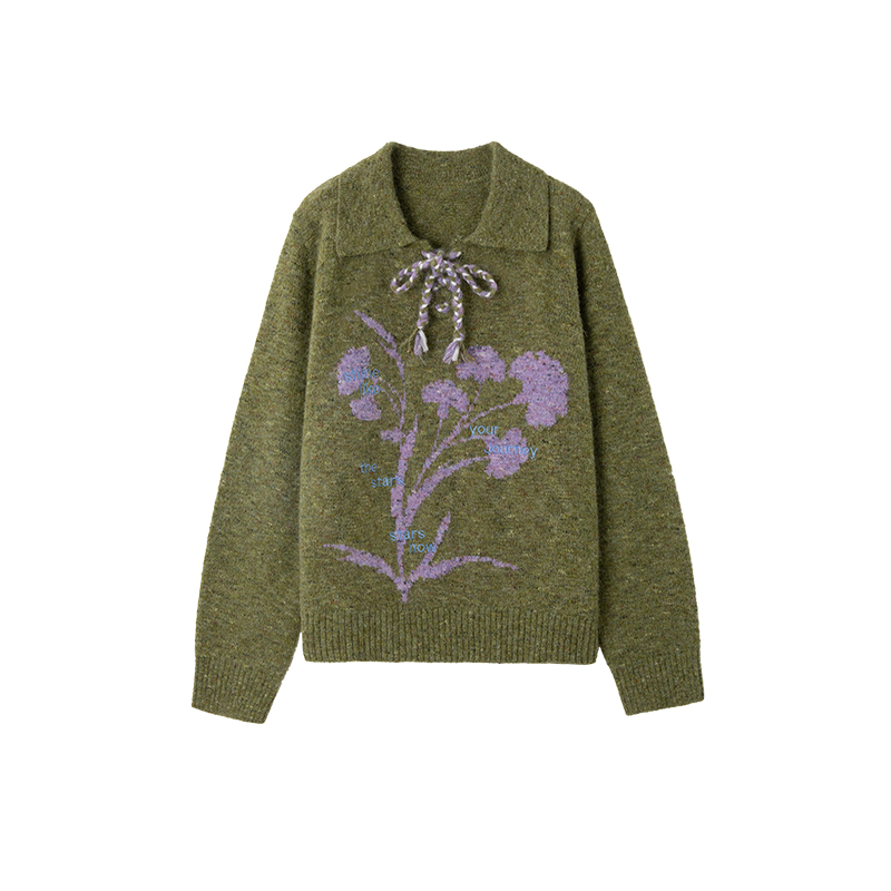 时然大码好看针织衫宽松毛衣上衣新款冬装胖mm新款女装洋气打底衫