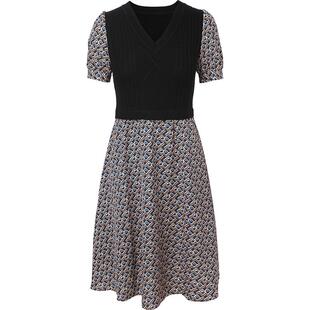 PSALTER诗篇夏羊毛针织拼接字母印花a字裙连衣裙