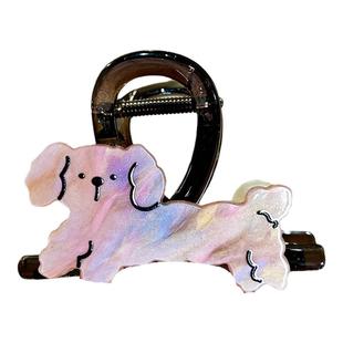 敲可爱~小狗抓夹秋高级感鲨鱼夹女2025新后脑勺发夹头饰头发夹子