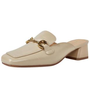 博主同款百田森羊皮穆勒拖鞋女外穿上班一脚蹬粗跟包头拖鞋