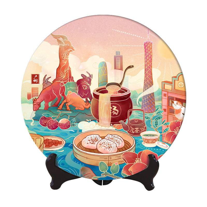 陶瓷摆盘名胜风景文创礼品纪念品