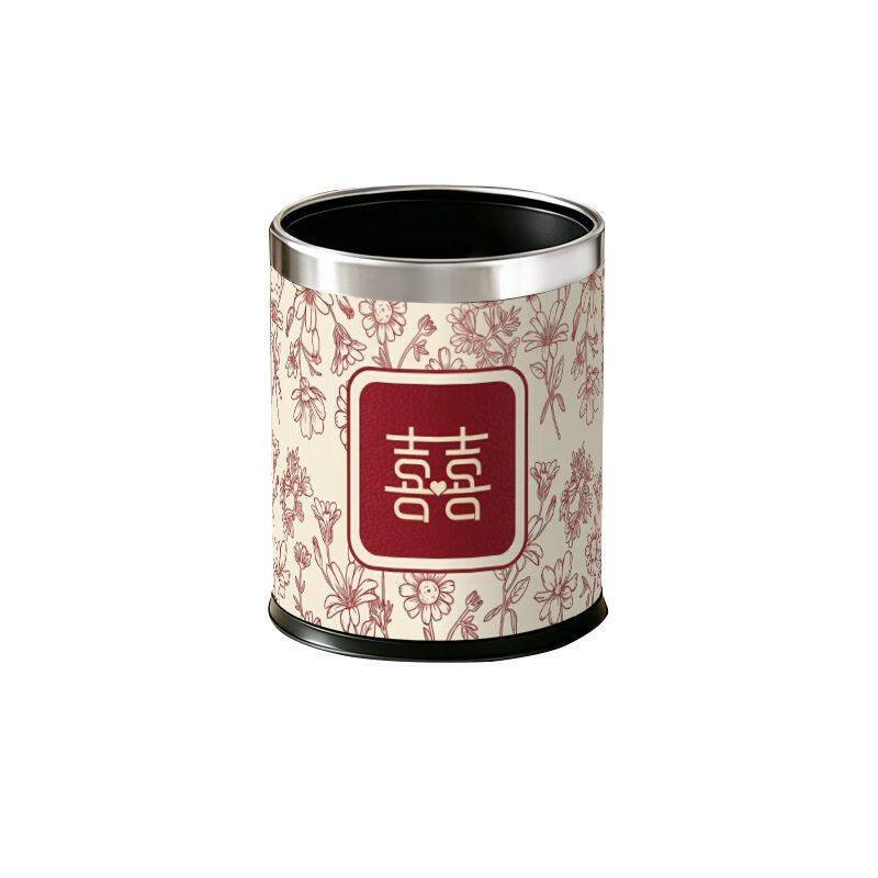 红色喜庆结婚创意垃圾桶家用客厅卧室婚房装饰喜字女方陪嫁卫生桶