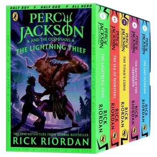 Percy Jackson波西杰克逊与神火之盗第一季5册盒装英文原版The LightningThief Olympians魔兽之海巨神之咒青少年学生英语奇幻小说