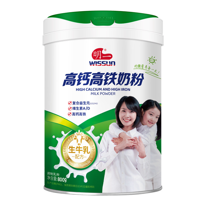 明一高钙高铁奶粉800g罐装
