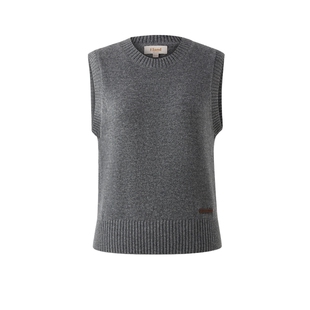 【100%美丽诺羊毛】Eland衣恋马夹女无袖针织毛衣2025冬季新款