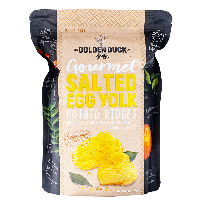 新加坡金鸭GoldenDuck咸蛋黄薯片黄波浪脆片休闲麻辣零食105g