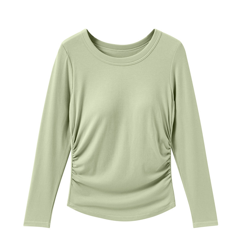免穿文胸褶皱收腰设计感女打底衫