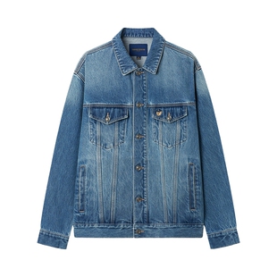 TeenieWeenie小熊男装2026年春水洗微阔复古刺绣工装牛仔夹克外套