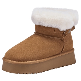 热风厚底雪地靴女款2025年冬季新款加绒加厚保暖棉鞋百搭靴子女鞋