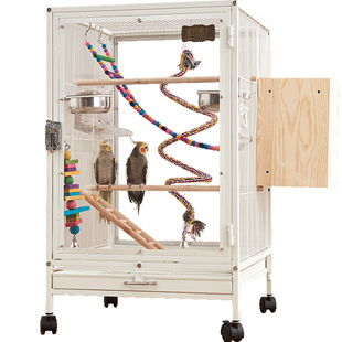 透明亚克力防溅洒鹦鹉笼子鸟笼虎皮玄凤八哥别墅繁殖笼大号型横丝