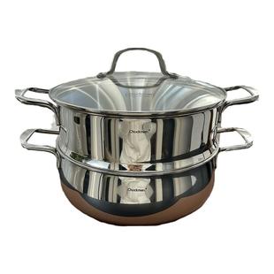 18/10不锈钢蒸锅家用蒸馒头加厚复合钢火锅电磁炉燃气灶通用28cm