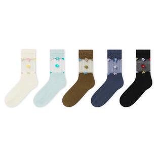 上森堆堆袜春夏季黑色棉袜薄款袜中筒袜子女款透气玻璃丝袜senpop