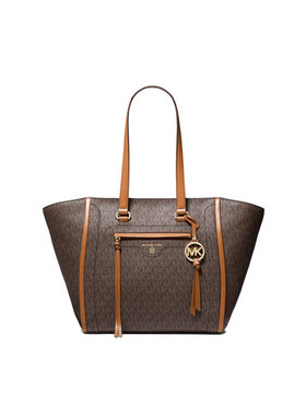 MICHAEL KORS MK Carine 中号老花拼色字母LOGO手提托特包 女款