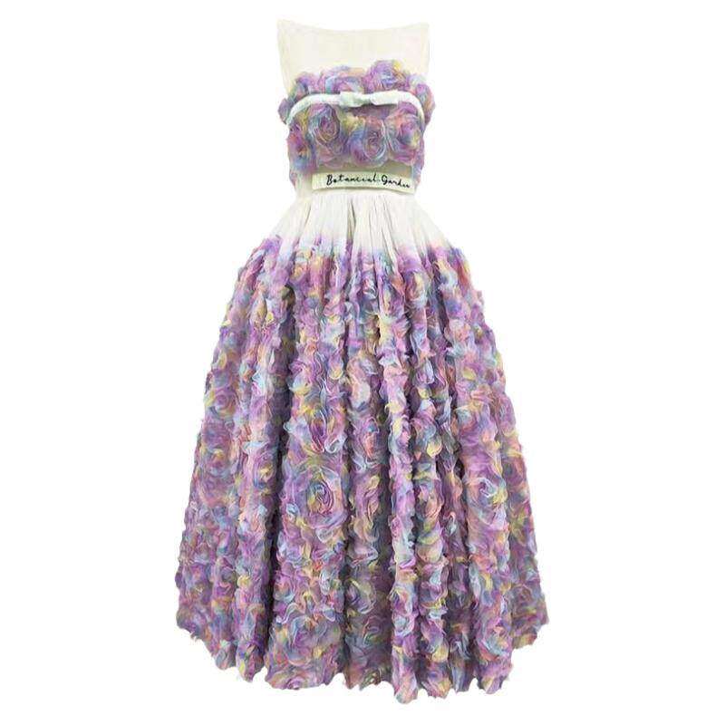 立体刺绣花朵网纱仙女聚会礼服