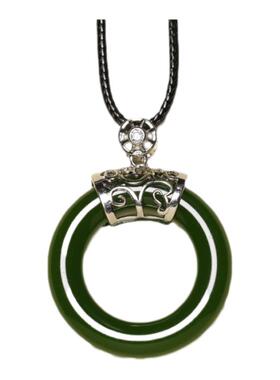 新疆和田碧玉925镶嵌平安环平安扣挂件吊坠金丝玉男女情侣款扳指