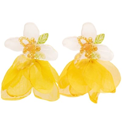 超仙黄色花朵耳环度假风耳饰