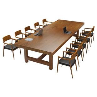 实木会议桌长桌现代简约会议室组合条桌办公室长接待桌子新疆包邮