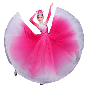 开场舞大摆裙演出服大气伴舞台装表演服装灯火里的中国舞蹈服新款