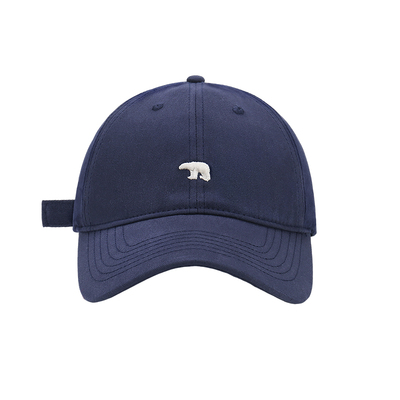 简约刺绣北极熊藏青色棒球帽女生