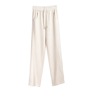 加长燕麦色香蕉裤女加绒运动卫裤人字纹糯米直筒裤高个子春秋裤子