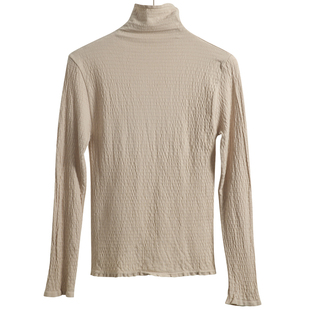 高领打底衫女可外穿泡泡棉薄款修身内搭秋冬季高级感长袖显瘦上衣