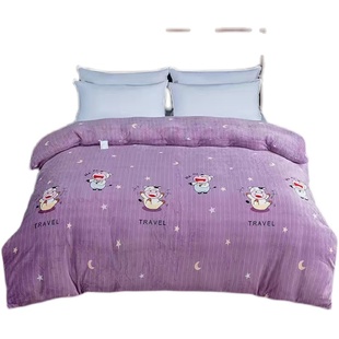 加厚双面法兰绒被套双人单件冬季保暖毛毯幼儿园珊瑚绒被简约现代