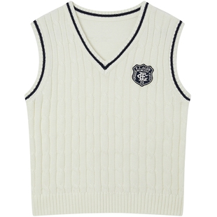 eland kids衣恋童装男童女童背心冬季大童复古学院风针织毛衣马甲