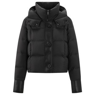 库恩玛维纯色简约连帽羽绒服女2024年冬季新款设计感90白鸭绒外套