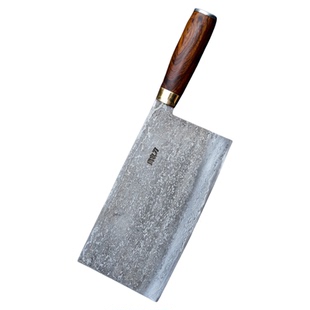 周家刀非遗千层钢技艺手工锻打切片刀大马士革锋利耐用送礼