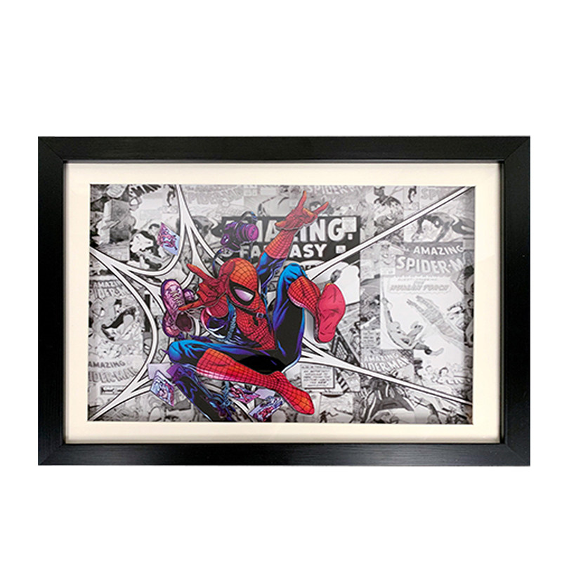 漫威 蜘蛛侠 漫画原稿 海报 3D立体画 手工装饰画 荷兰弟 小蜘蛛