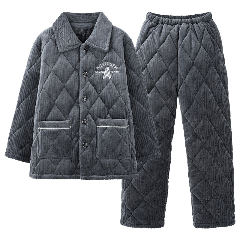 芬腾正品秋冬季加厚男夹棉家居服