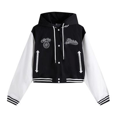 现货短款连帽棒球服外套