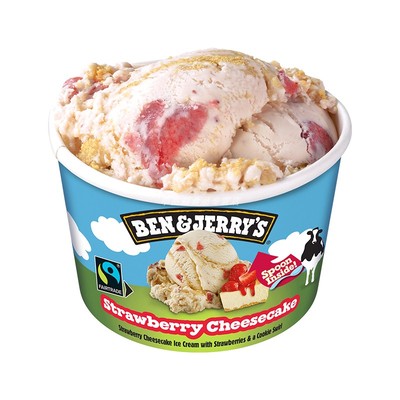 英国进口ben&jerry's冰淇淋本杰瑞曲奇面团四拼草莓冰激凌100ML