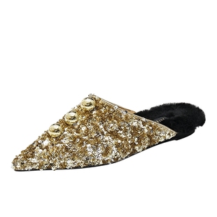 真美诗×JACQUES WEI联名月下绽放系列秋新款老钱风穆勒拖鞋