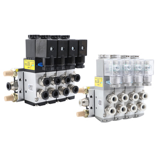 气动4V210-08电磁阀5位阀组汇流板排底板阀岛DC24V气缸控制换向阀