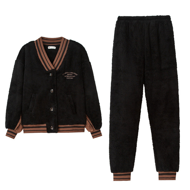 妮狄娅情侣珊瑚绒休闲家居服套装