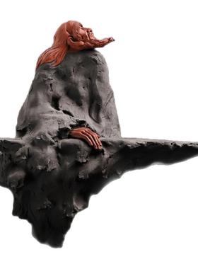 张明贵大师作品陶瓷道祖琴音摆件