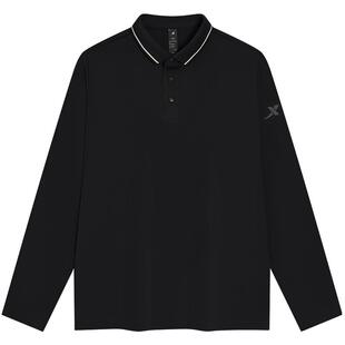 特步大师POLO衫男2026年秋季新款商务男装翻领长袖宽松遮腹运动服