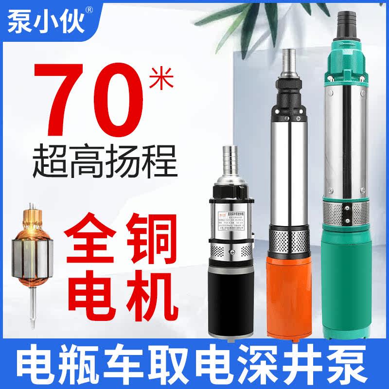 12V电瓶电动车直流深井泵48/60家用农用高扬程潜水泵细井抽水机